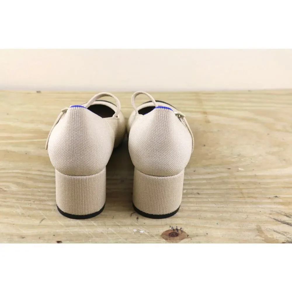 New Rothys 8.5 The Mary Jane Heel Cream Captoe Slip On Shoes Pumps